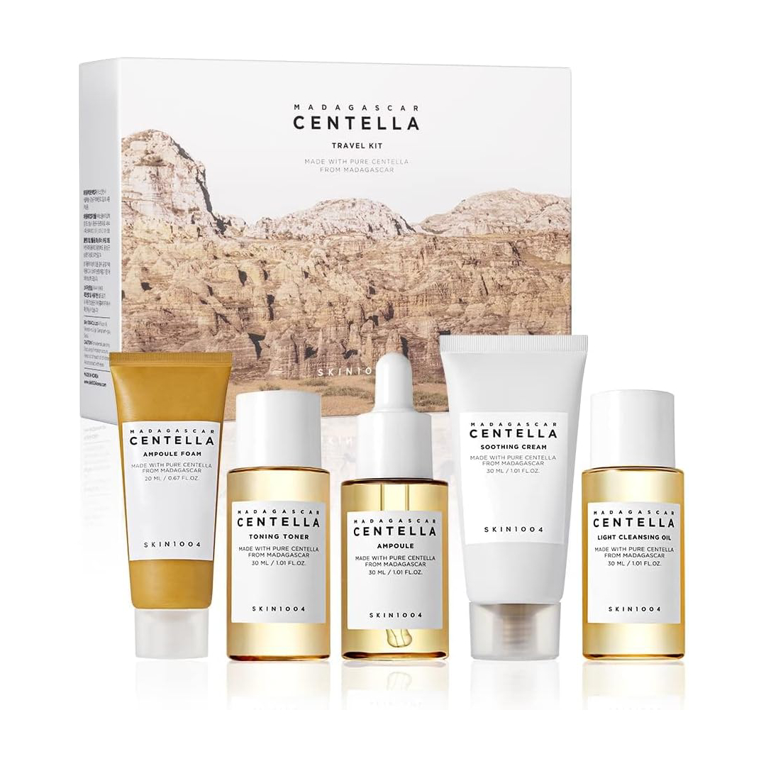 Centella Cleanser, Face Serum, Toner, Soothing SkinCare Travel Set